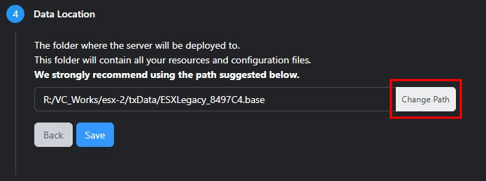 Change the server data path