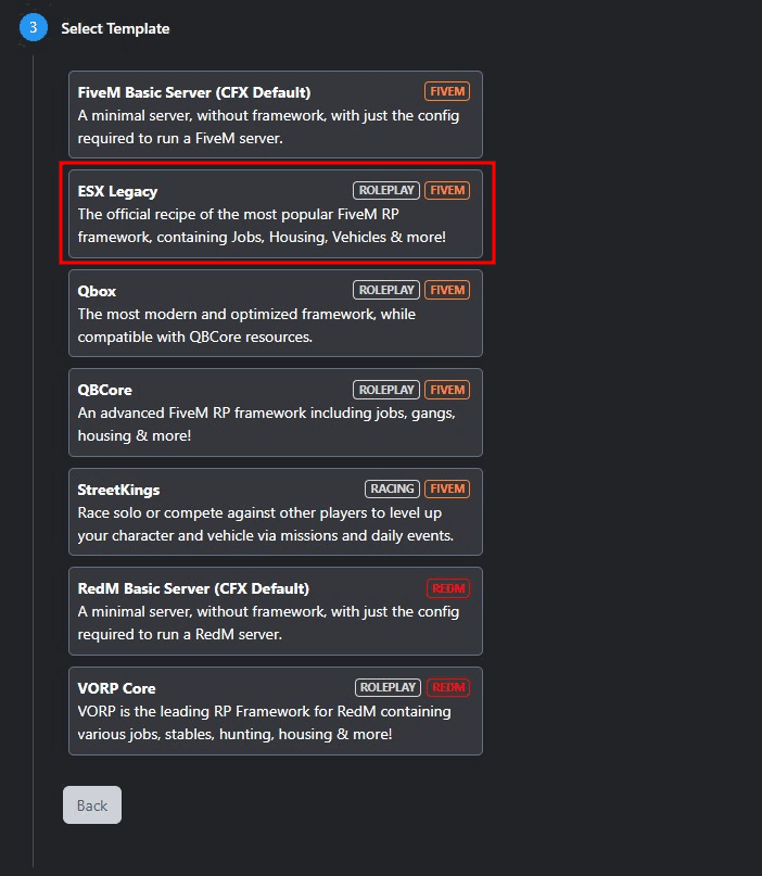 ESX Legacy recipe